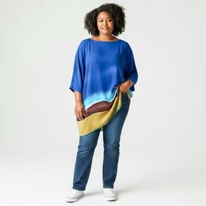 Vintage Blue Dolman Sleeve Bateau Neck Casual Dress